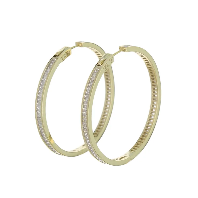 CHANNEL-SET BAGUETTE HOOP EARRINGS