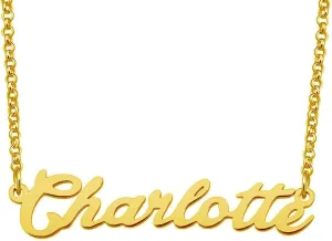 Charlotte Name Necklace Custom Personalized in Gold Plate Gift for Women Couple