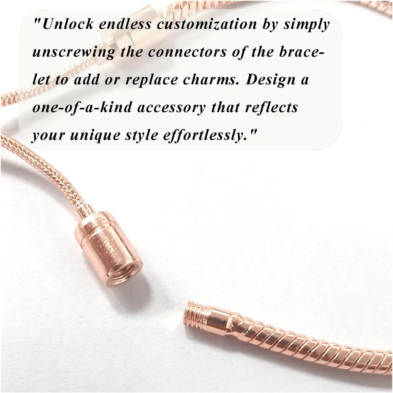 Charm Bracelet for Women Snake Chain Bracelet Handmade DIY Jewelry Gift for Women Adjustable(Silver)