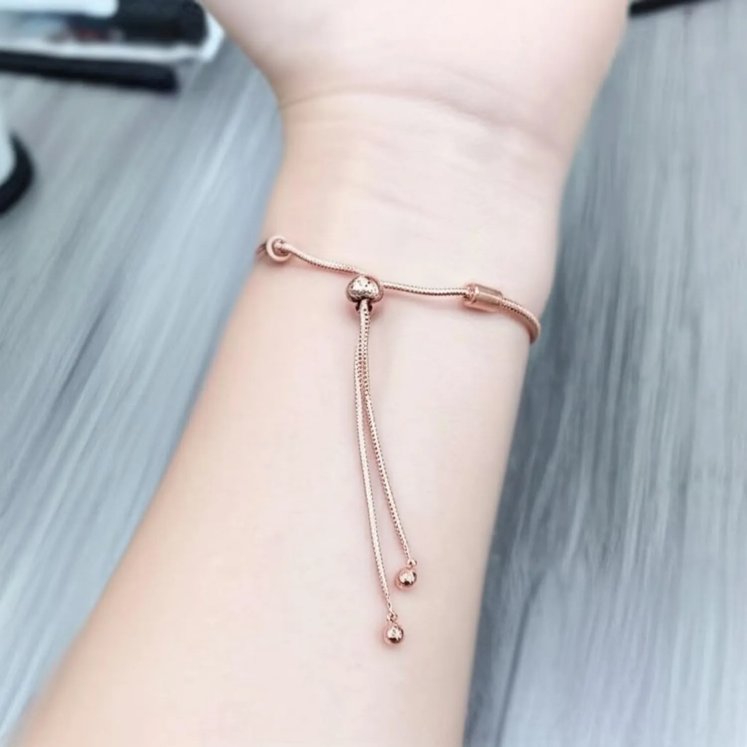 Charm Bracelet for Women Snake Chain Bracelet Handmade DIY Jewelry Gift for Women Adjustable(Silver)