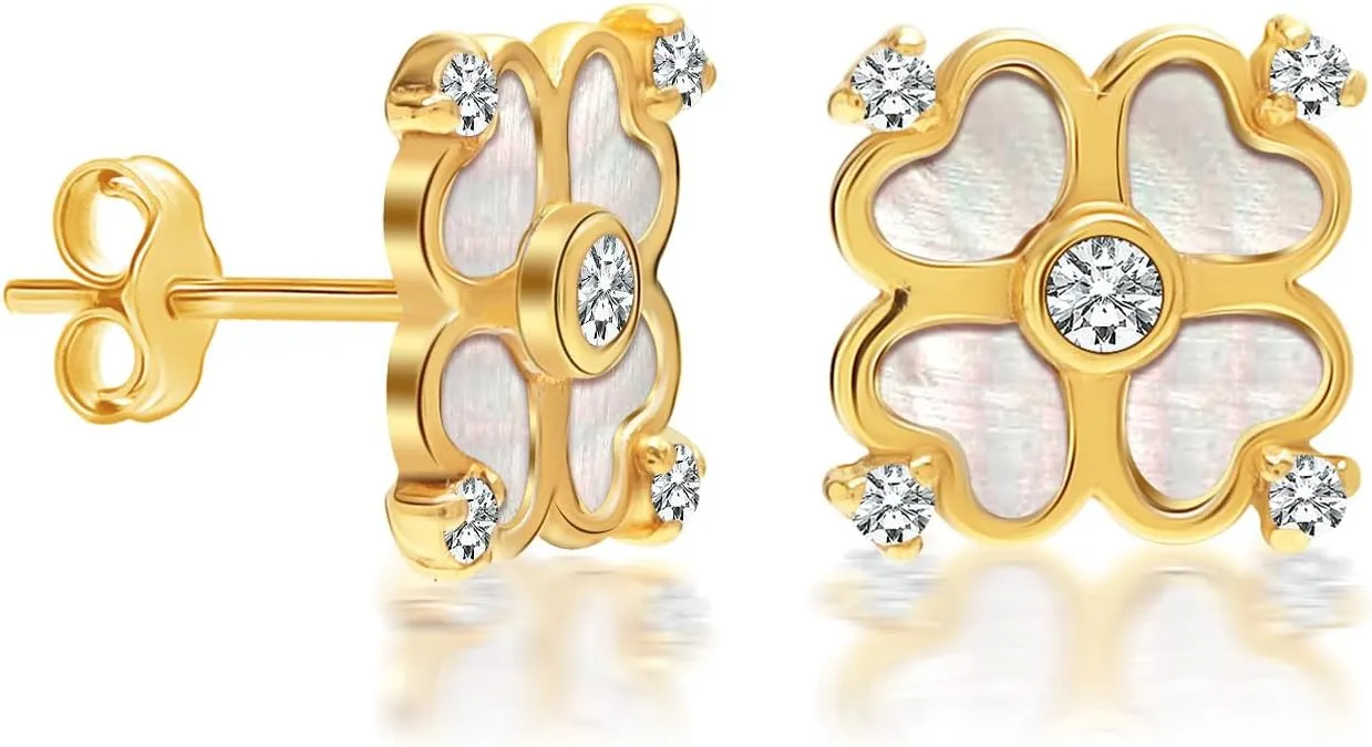 Charmsy 925 Sterling Silver Heart Stud Earring for Women | Lightweight Mother of Pearl Heart Shaped Earrings | Women's Classic MOP Heart Stud Earrings
