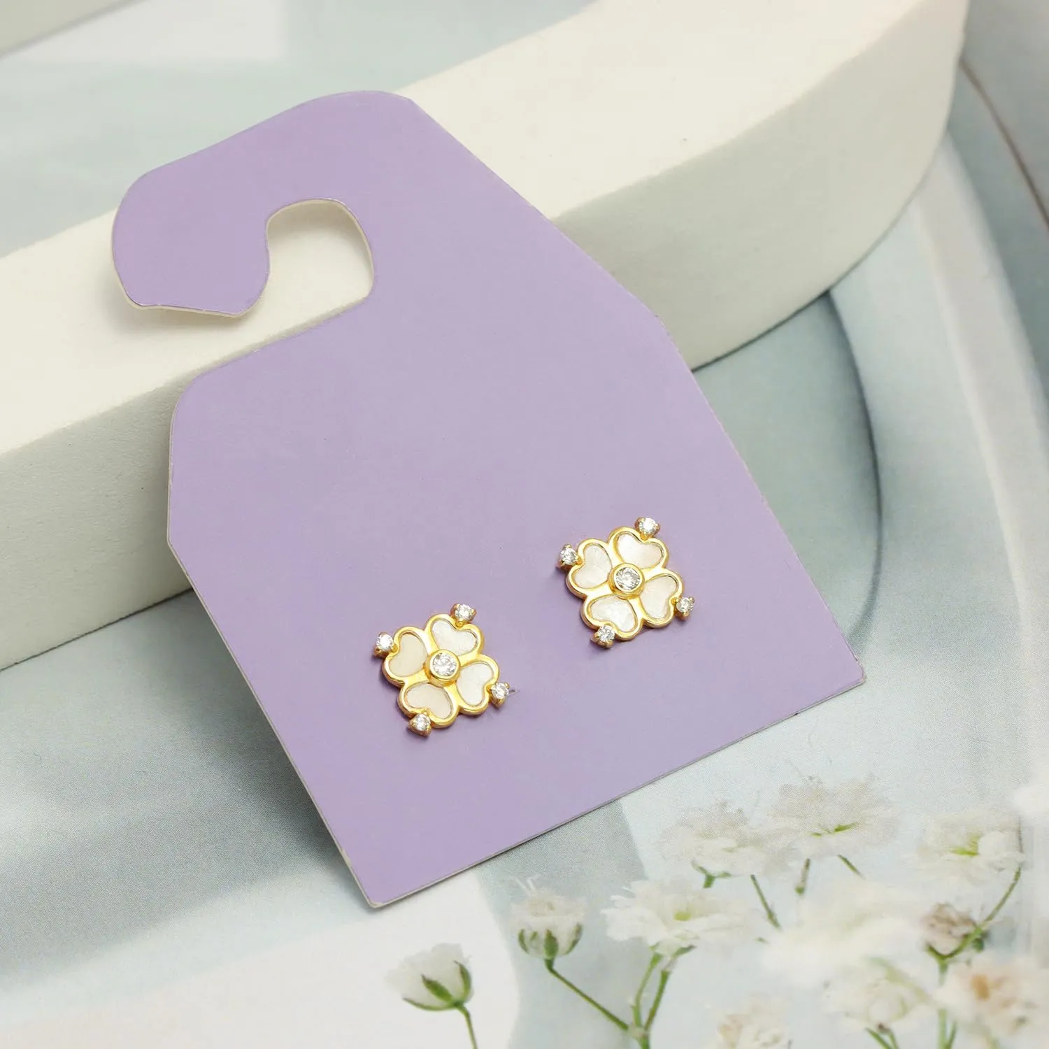Charmsy 925 Sterling Silver Heart Stud Earring for Women | Lightweight Mother of Pearl Heart Shaped Earrings | Women's Classic MOP Heart Stud Earrings