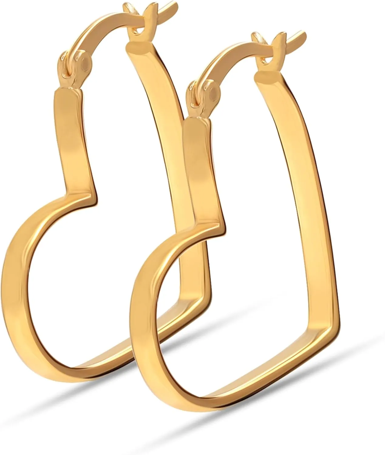 Charmsy 925 Sterling Silver Hoop Earrings for Women | 14K Gold-Plated Classic Heart Hoop Earring | Women's Love Heart Earrings Jewelry