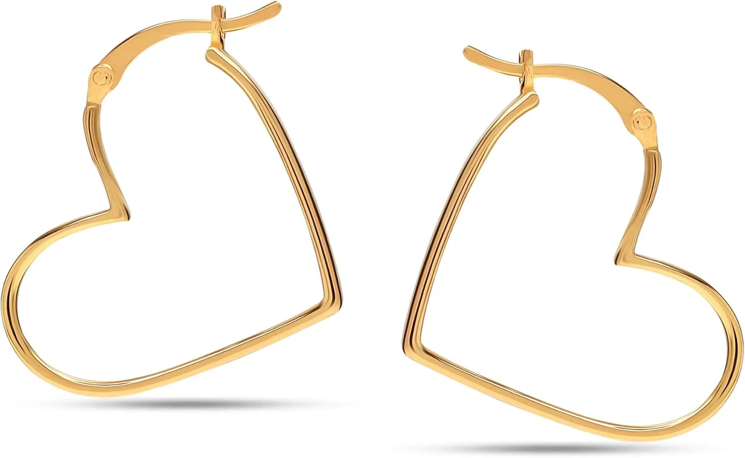 Charmsy 925 Sterling Silver Hoop Earrings for Women | 14K Gold-Plated Classic Heart Hoop Earring | Women's Love Heart Earrings Jewelry