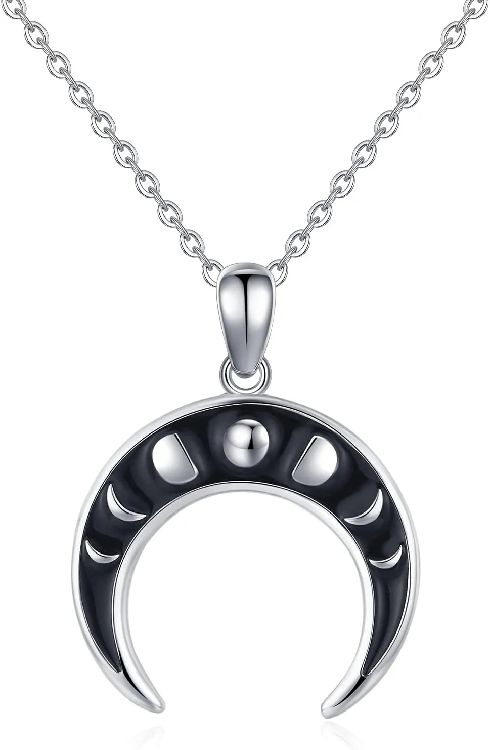 CHENGHONG Moon Phase Necklace 925 Sterling Silver Cresent Moon Necklace Charm Jewelry Gifts for Women Men Mothers Day Gifts