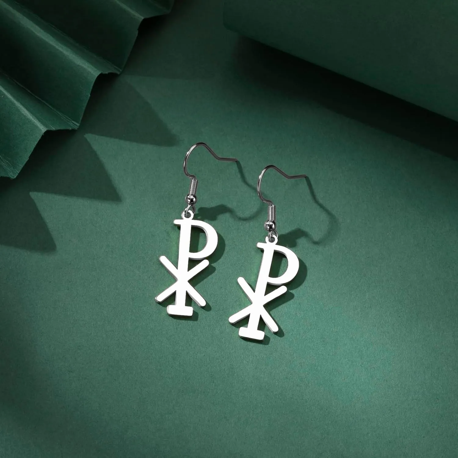 Chi Rho Christogram Symbol Earrings Alpha Omega Symbol Earrings IXCI NIKA Jesus Christ Name Pendant Sacramental Christian Amulet Religious Jewelry Gift Women