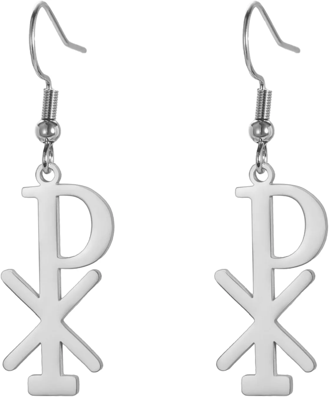 Chi Rho Christogram Symbol Earrings Alpha Omega Symbol Earrings IXCI NIKA Jesus Christ Name Pendant Sacramental Christian Amulet Religious Jewelry Gift Women