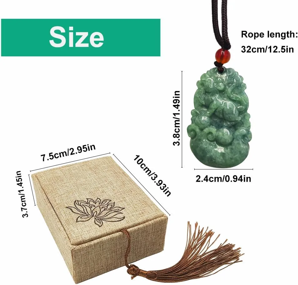 Chinese Zodiac Jadeite Necklace, Fine Jadeite Grade A Gemstone Twelve Zodiac Signs Made by Zodiac Animals Necklace Pendant Amulet