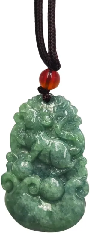 Chinese Zodiac Jadeite Necklace, Fine Jadeite Grade A Gemstone Twelve Zodiac Signs Made by Zodiac Animals Necklace Pendant Amulet
