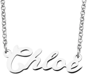 Chloe Name Necklace Custom Personalized in Silver Plate Gift for Women Couple