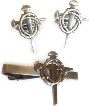 Christian Biker Cross Jesus Motorcycle Suit Tuxedo TIE BAR CLIP CUFFLINKS SET