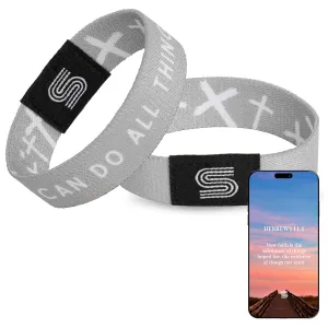 Christian Daily Bible Verse Bracelet Scan Phone with Technology for Women, Men, Teens, Scripture Bracelet with Bible Verse, Elastic Jesus Wristband, Religious Gifts (I Can Do All Things)