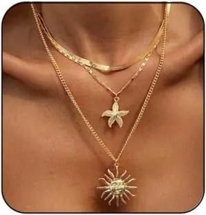 Chunky Gold Necklace for Women,Layered Statement Choker Irregular Baroque Pearl/Heart/Flower Pendant Y2k Charm Jewelry Accessories
