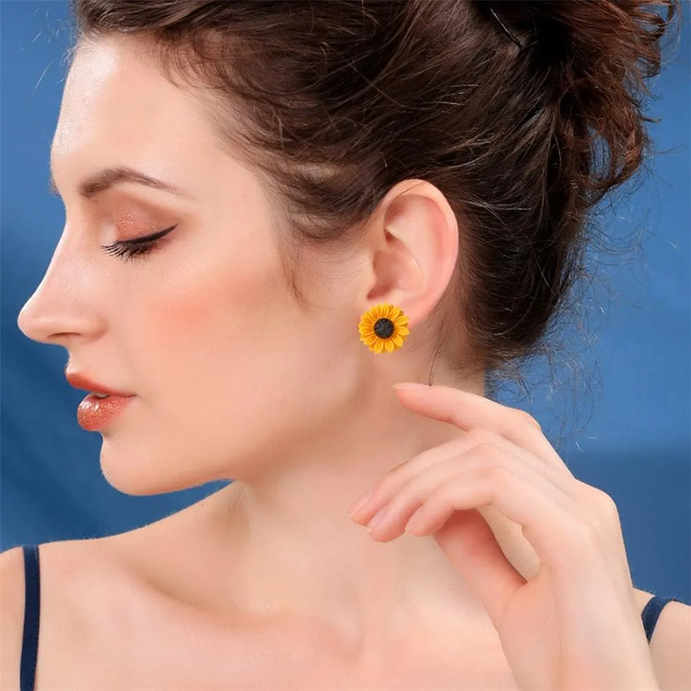CHUNYANAN Fashion Simplicity Sunflower Dangle Drop Earrings for Women Yellow Enamel Daisy Sun Flower Personalized Earrings Jewelry Gift
