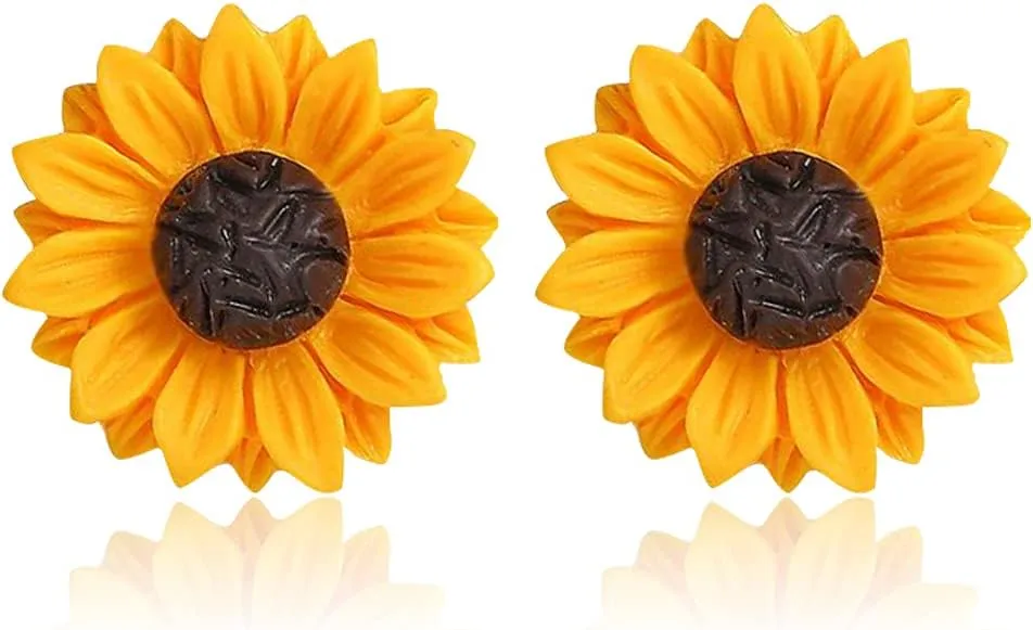 CHUNYANAN Fashion Simplicity Sunflower Dangle Drop Earrings for Women Yellow Enamel Daisy Sun Flower Personalized Earrings Jewelry Gift