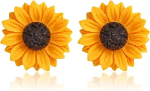CHUNYANAN Fashion Simplicity Sunflower Dangle Drop Earrings for Women Yellow Enamel Daisy Sun Flower Personalized Earrings Jewelry Gift