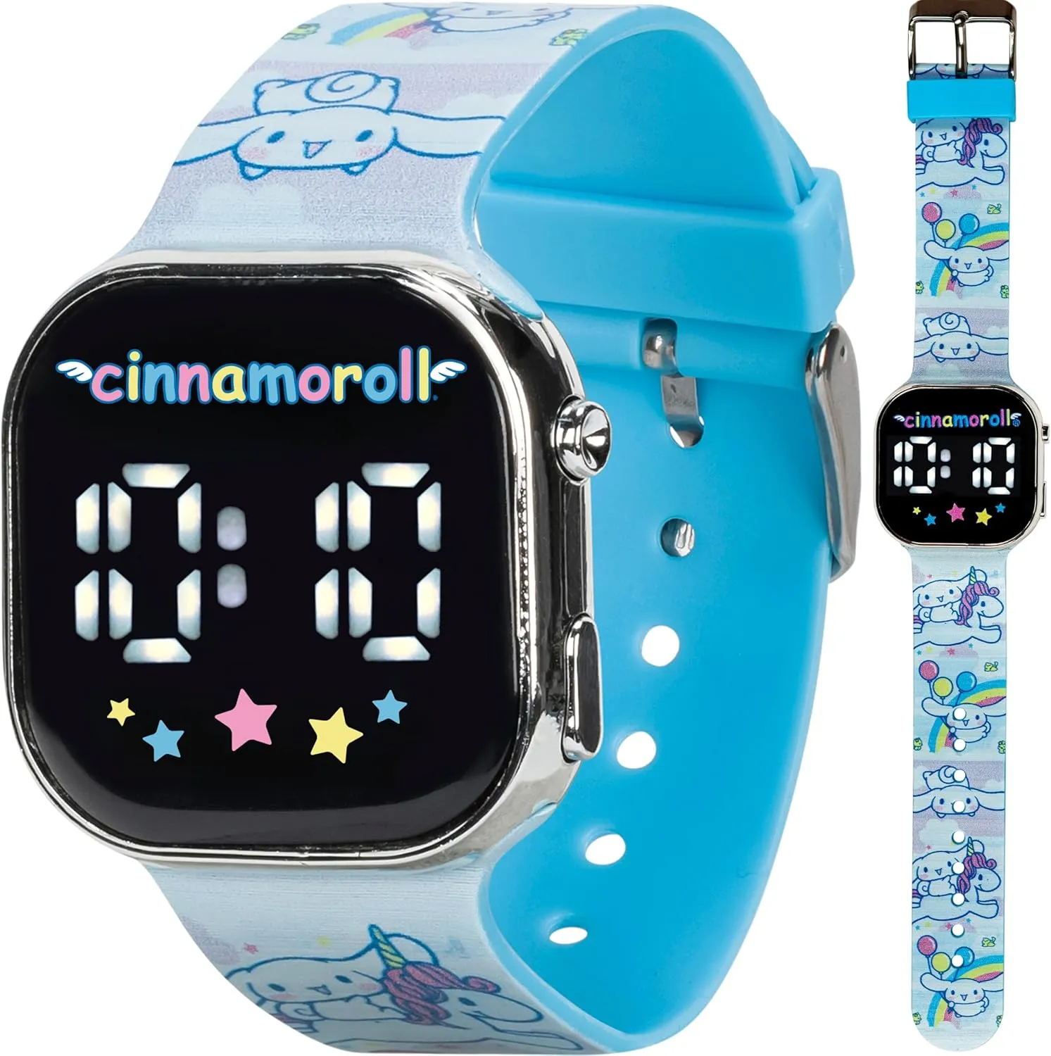 Cinnamoroll Kids Watch  LED Display, Square Case, Adjustable Plastic Strap, Collectible Tin  Perfect for Girls Who Love Cute Characters