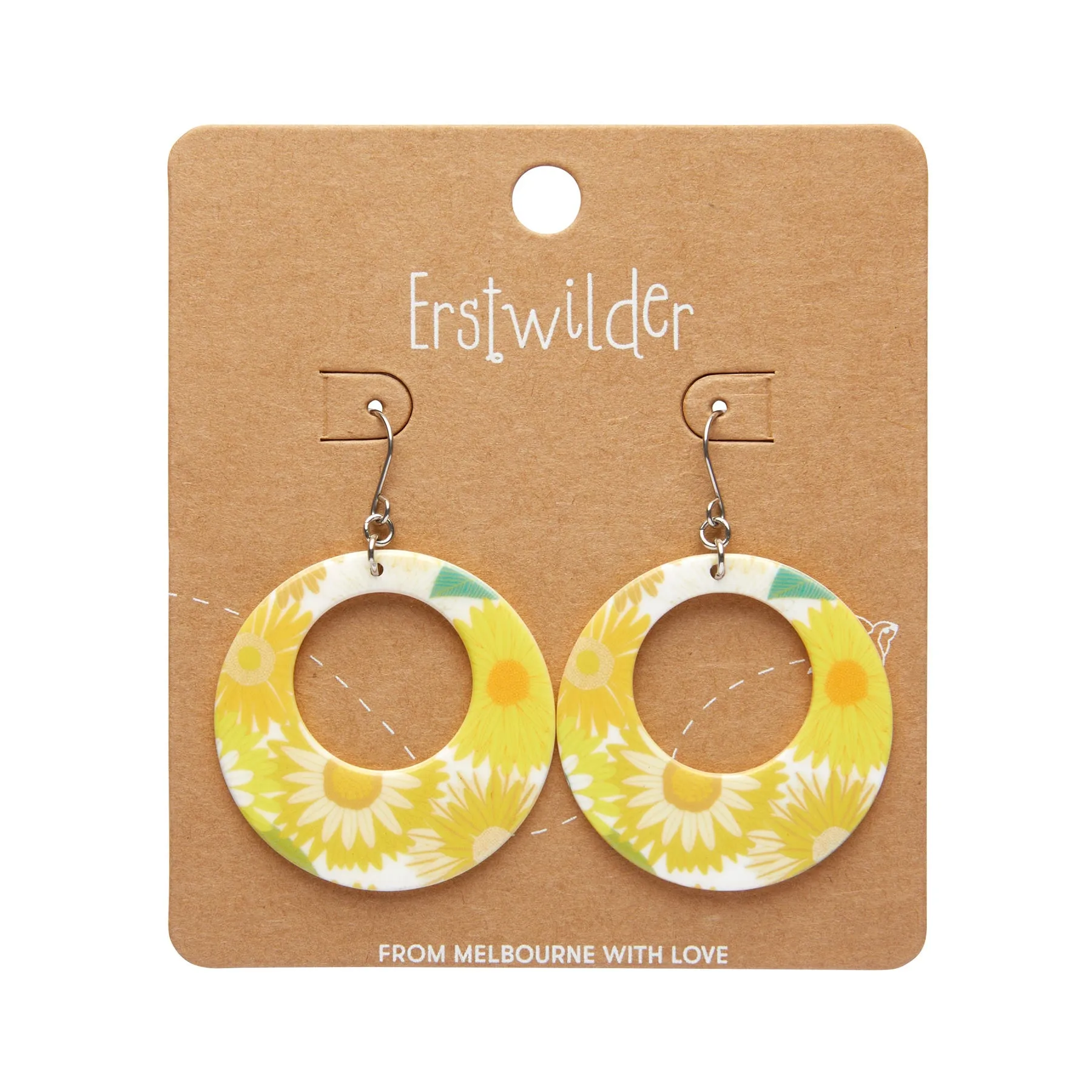 Circle Drop Floral Essential Earrings by Erstwilder in Multiple Colors!