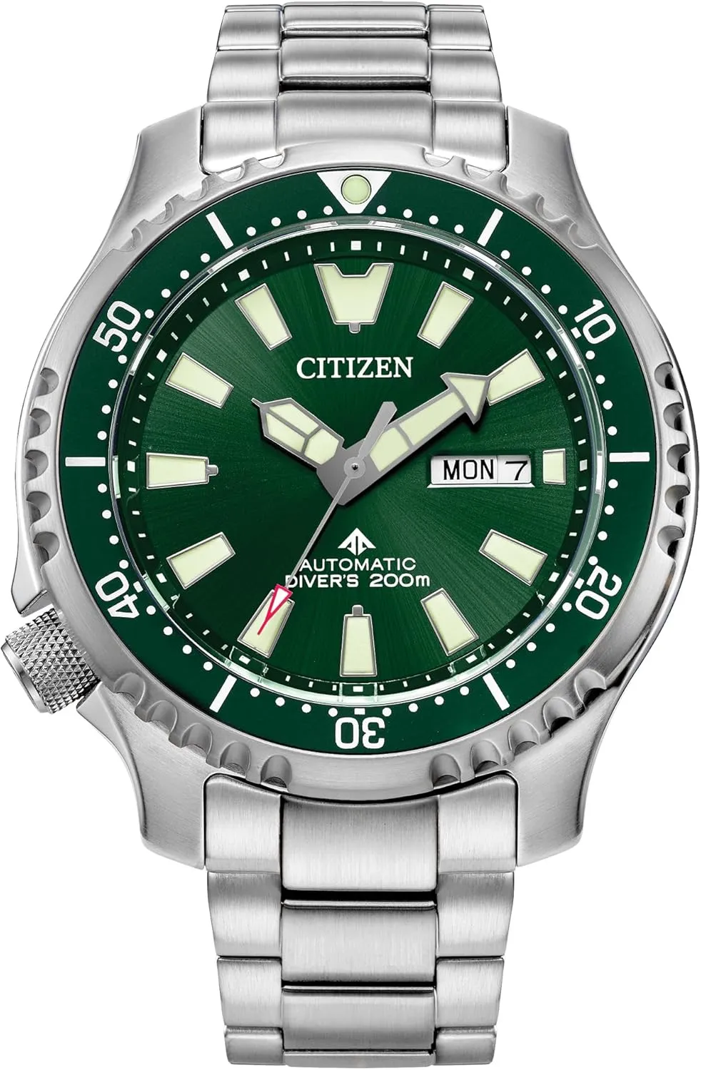 Citizen Men's Eco-Drive Promaster Dive Fugu Automatic Stainless Steel Watch, Luminous, ISO Compliant, Silver/Green Dial
