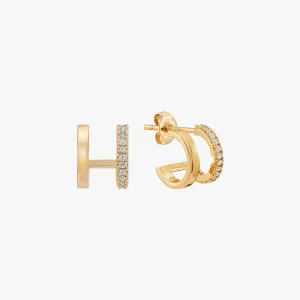 Classic Diamante Double Huggie Earrings