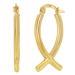 Classic Gold  Women's Earrings - 14K Yellow Gold Twisted Hoop | 14A-118