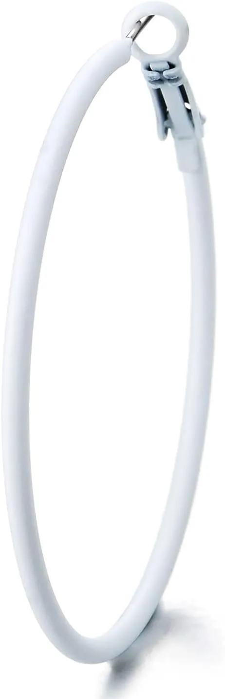 Classic Large Circle Statement Hoop Huggie Hinged Stud Earrings
