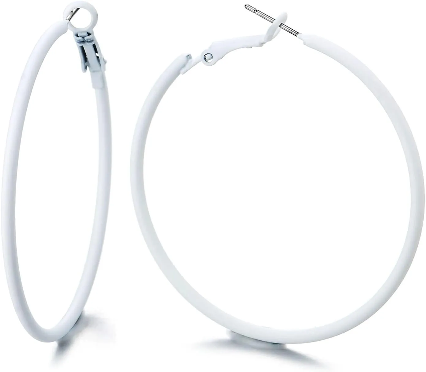 Classic Large Circle Statement Hoop Huggie Hinged Stud Earrings