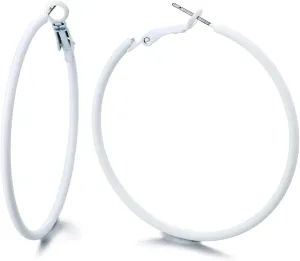 Classic Large Circle Statement Hoop Huggie Hinged Stud Earrings