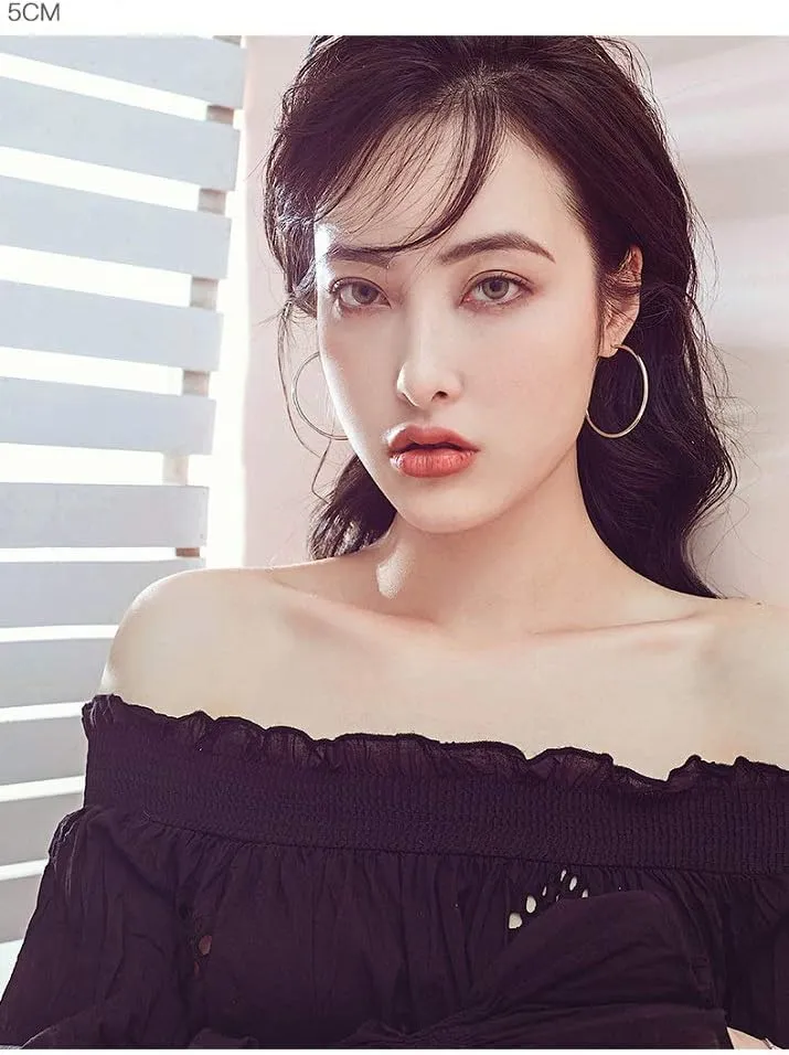 Clip On Big Extra Large Fake Round Hoop Earrings for Women Non Pierced No Piercing Ear Fashion Simple Circle Huggie Hoops Jewelry Gifts