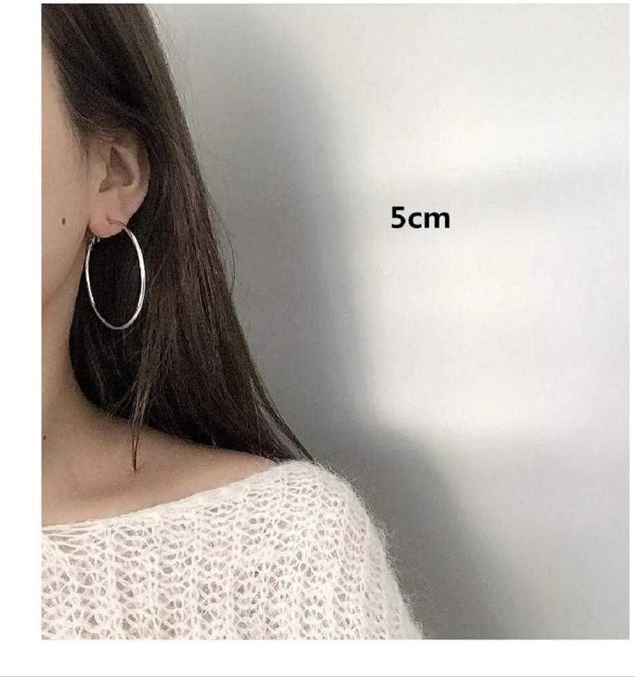 Clip On Big Extra Large Fake Round Hoop Earrings for Women Non Pierced No Piercing Ear Fashion Simple Circle Huggie Hoops Jewelry Gifts