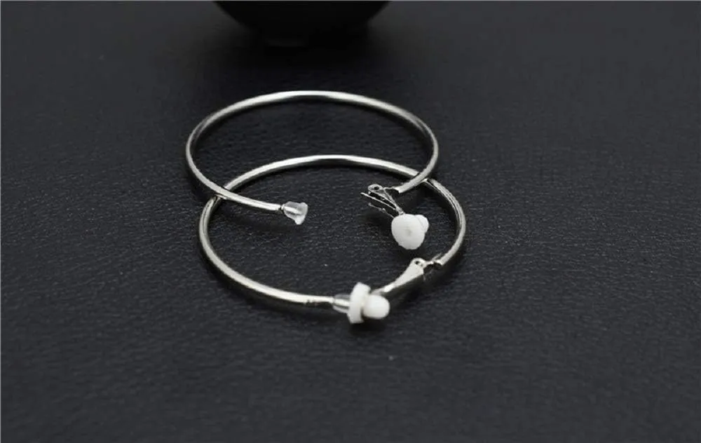 Clip On Big Extra Large Fake Round Hoop Earrings for Women Non Pierced No Piercing Ear Fashion Simple Circle Huggie Hoops Jewelry Gifts