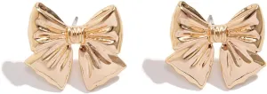 coadipress Gold Bow Earrings for Women Long Tassel Chain Bow Earrings Dainty Classic Ribbon Bowknot Stud Earrings 14K Gold Plated Wedding Statement Jewelry Gifts