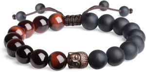 COAI Mens Womens Stone Buddha Head Prayer Bracelet