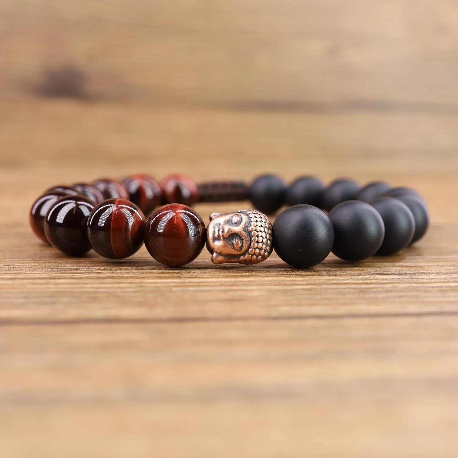 COAI Mens Womens Stone Buddha Head Prayer Bracelet
