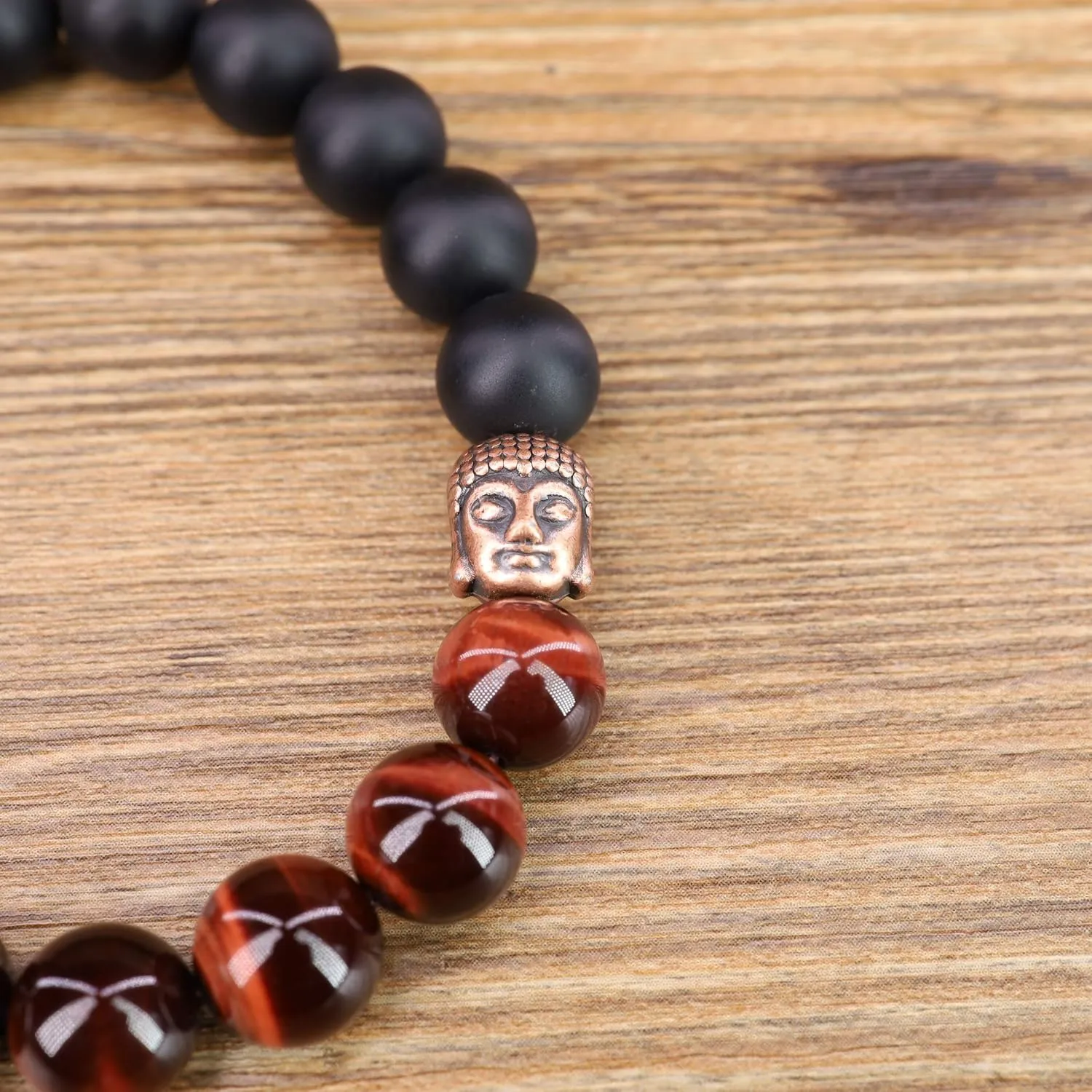 COAI Mens Womens Stone Buddha Head Prayer Bracelet