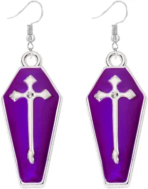 Coffin Cross Earrings for Women Creative Funny Gothic Retro Exaggerated Cross Hoop Earrings Punk Style Alternative Personality Earrings