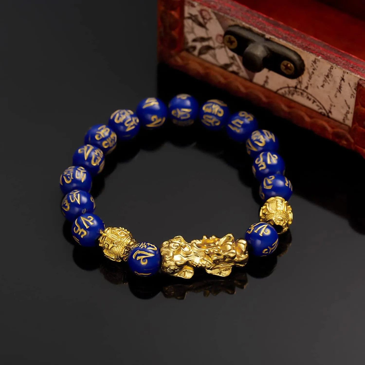 COLORFUL BLING Feng Shui Pixiu Bracelet Pi Yao Good Luck Bracelet Black Obsidian Wealth Protection Bracelet Can Bring Luck and Prosperity for Women Men