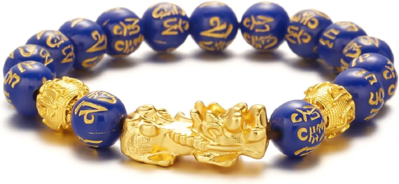 COLORFUL BLING Feng Shui Pixiu Bracelet Pi Yao Good Luck Bracelet Black Obsidian Wealth Protection Bracelet Can Bring Luck and Prosperity for Women Men