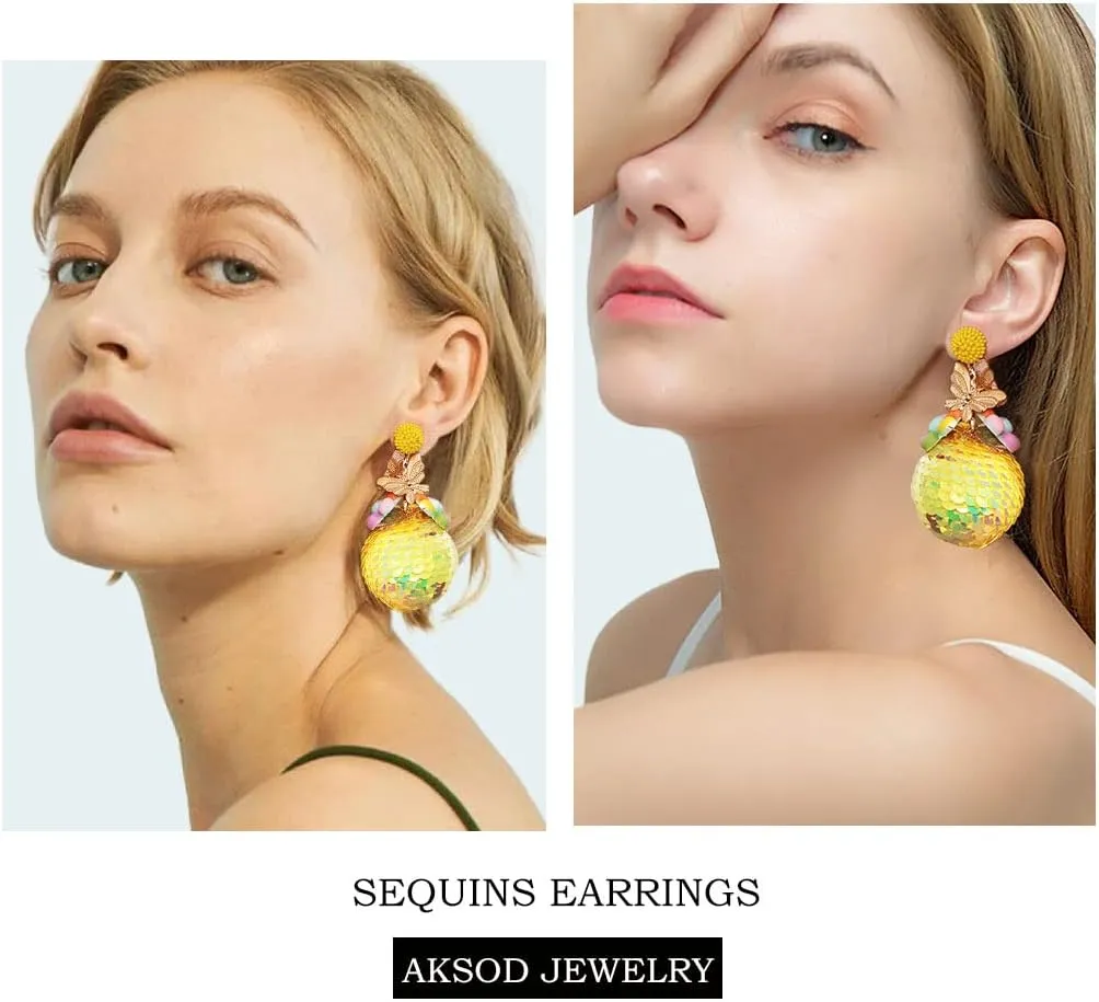 Colorful Dangle Earrings Heart Sequins Drop Earring Christmas Thanksgiving Ear Jewelry for Women