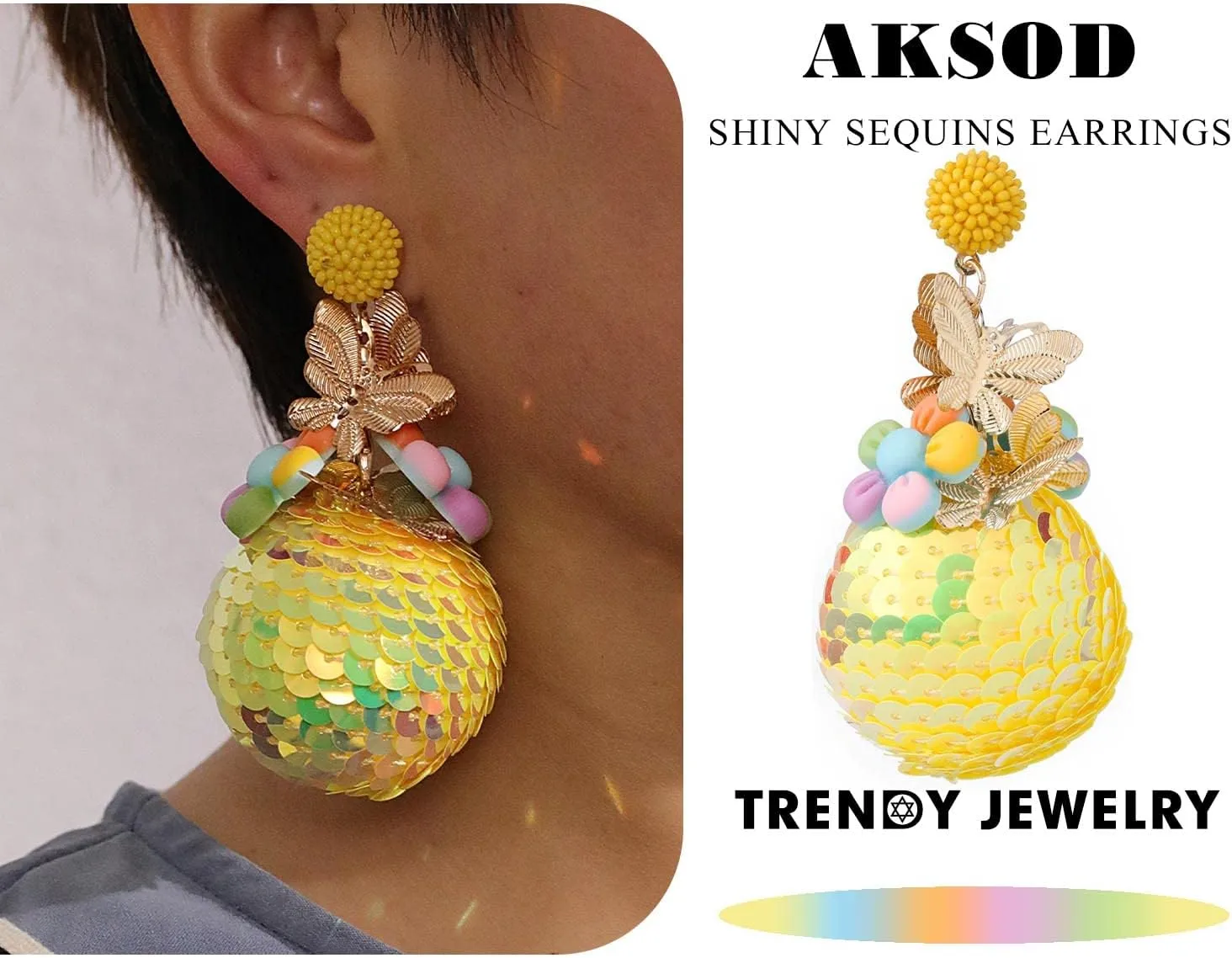 Colorful Dangle Earrings Heart Sequins Drop Earring Christmas Thanksgiving Ear Jewelry for Women