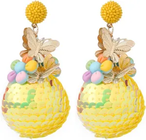 Colorful Dangle Earrings Heart Sequins Drop Earring Christmas Thanksgiving Ear Jewelry for Women