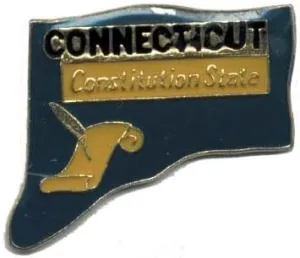 Connecticut Constitution State Collectible Lapel Pin, Blue and Gold, 1.25 inches