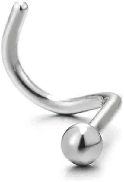 COOLSTEELANDBEYOND Stainless Steel Screw Nose Rings Studs Body Jewelry Piercing