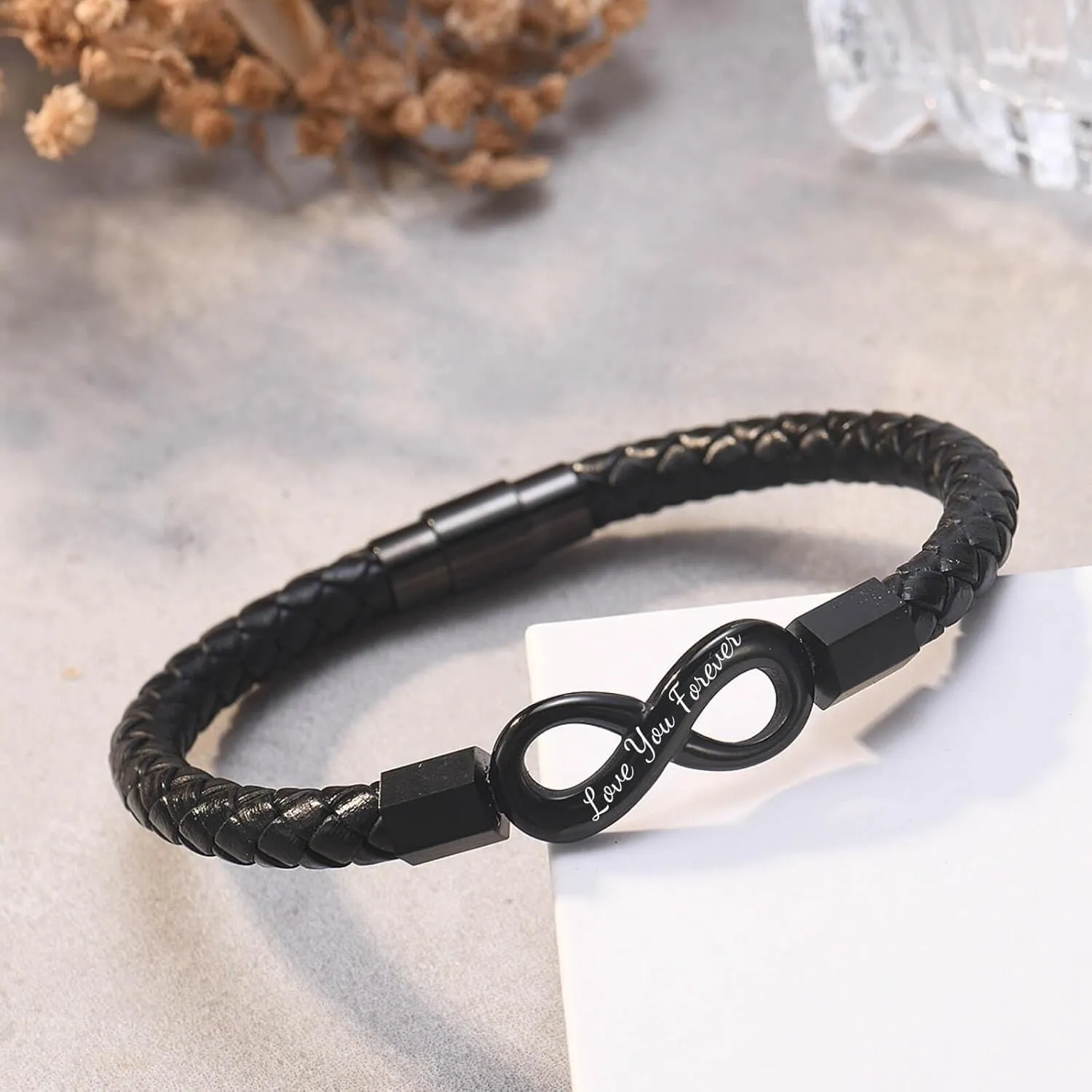 Coolvy To My Son Grandson Gifts from Mom Grandma Braided Leather Bracelets I Love You Until Infinity Runs Out Christmas Birthday Valentines Graduation Gifts for Him Teenage Men