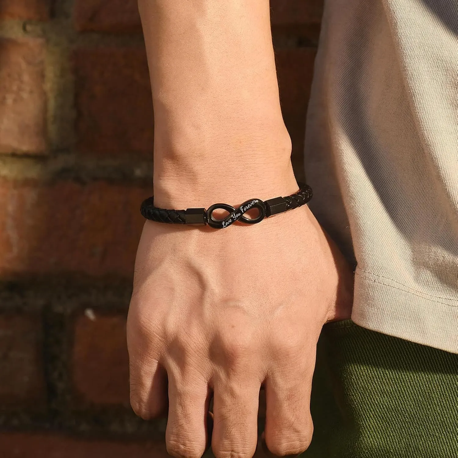 Coolvy To My Son Grandson Gifts from Mom Grandma Braided Leather Bracelets I Love You Until Infinity Runs Out Christmas Birthday Valentines Graduation Gifts for Him Teenage Men