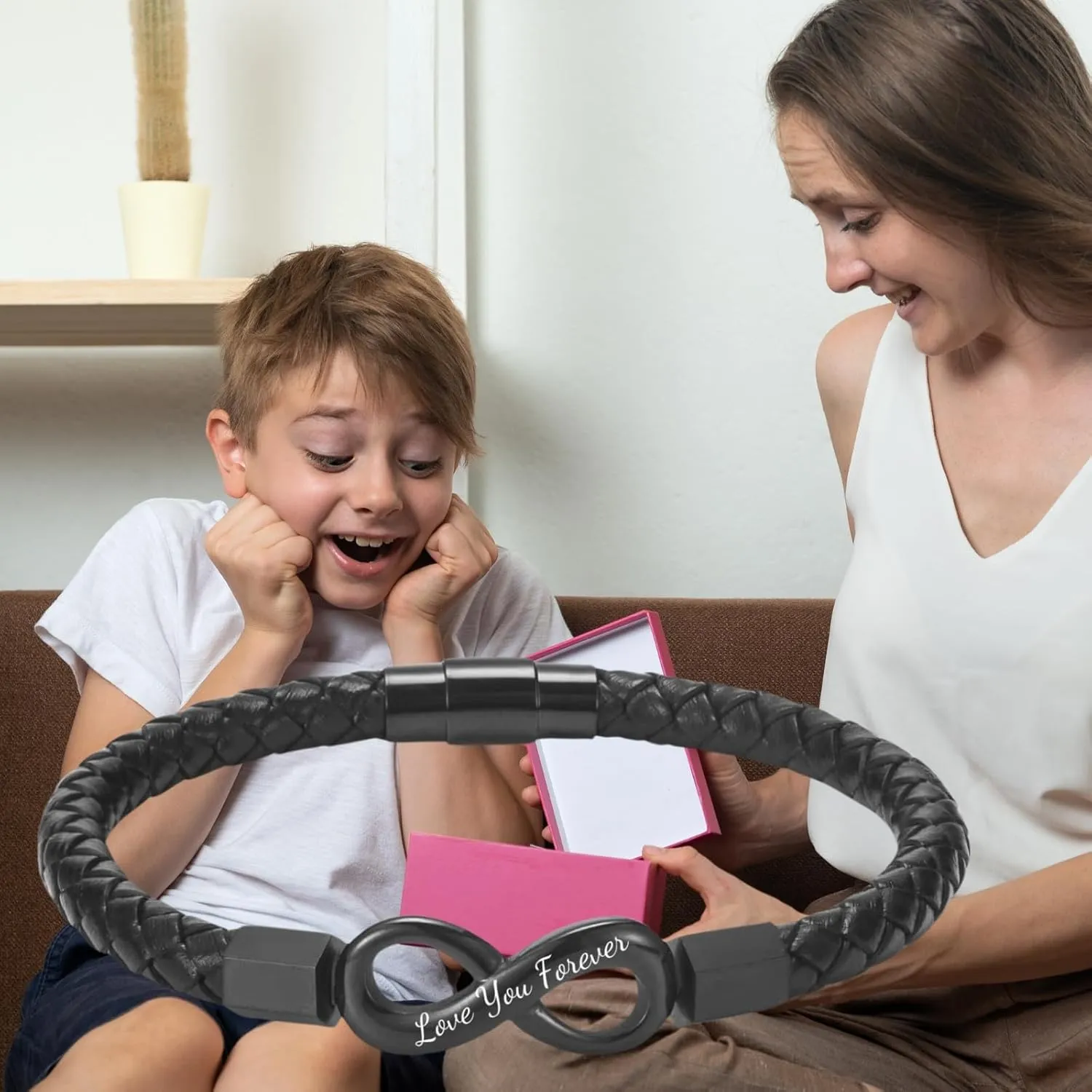 Coolvy To My Son Grandson Gifts from Mom Grandma Braided Leather Bracelets I Love You Until Infinity Runs Out Christmas Birthday Valentines Graduation Gifts for Him Teenage Men