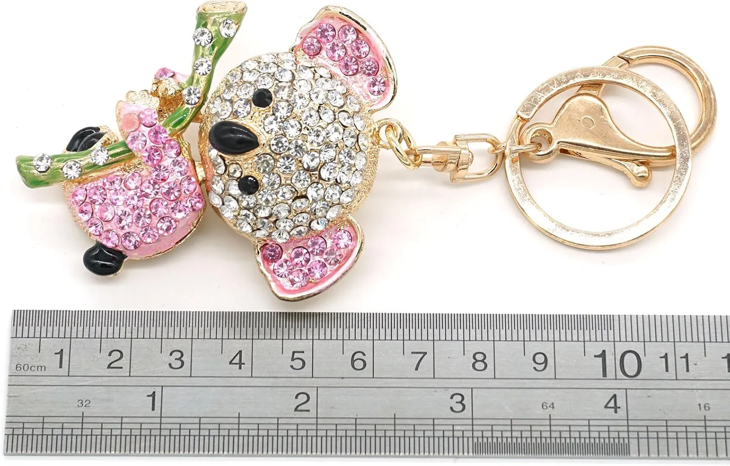 Cooplay Cute Lovely Fashion Koala Bear Animal Diamond Crystal Rhinestone Gold Crystal Keychain Charm Pendent Beautiful Accessories for Girl Women Purse Handbag Key Bag Keyrings Charm (Red)