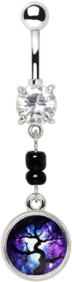 Covet Jewelry 316L Stainless Steel Magical Tree Pendant Dangle Navel Ring