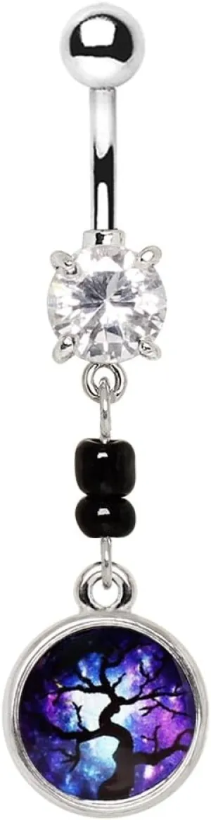 Covet Jewelry 316L Stainless Steel Magical Tree Pendant Dangle Navel Ring