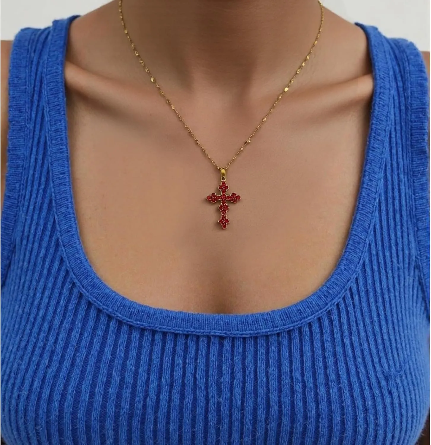 Cross Birthstone Necklace for Women - Charms Pendant with Gold Chain Christian Jewelry Birthday Gifts for Mom Family